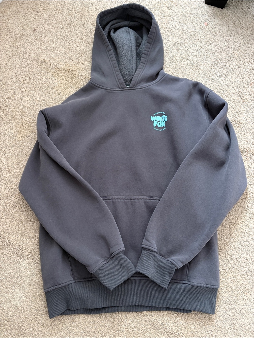 White Fox Boutique Men's Charcoal Gray Crewneck Hoodie with Mint Logo